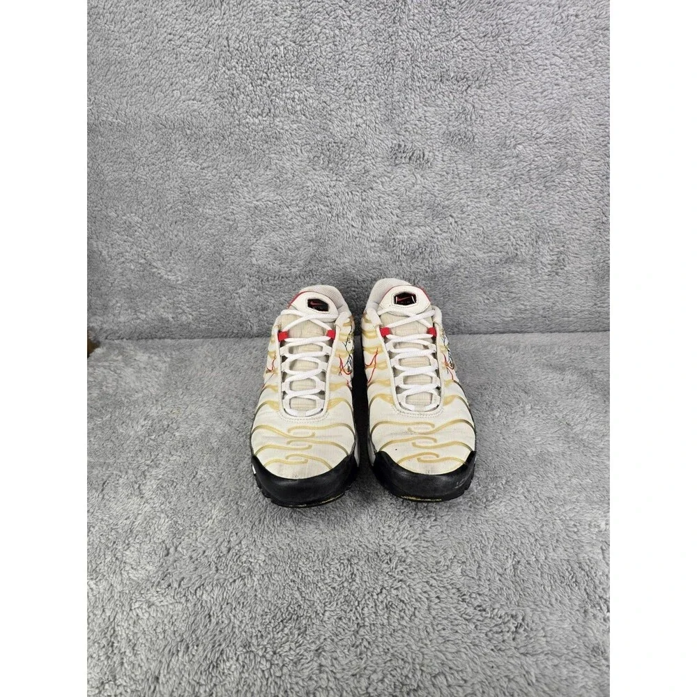 Nike Air Max Plus Striped White Red Black Beige Low Top Men's Athletic Sneakers